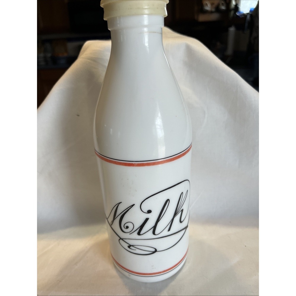 Vintage Egizia 10" White Milk Glass Milk Bottle